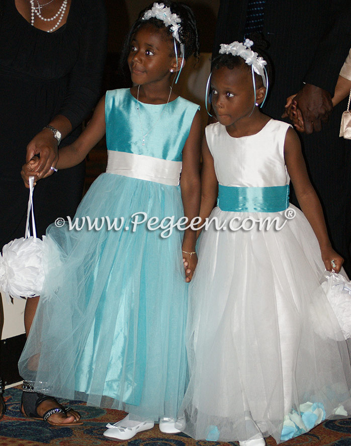 tiffany blue flower girl dress