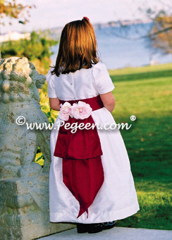 Cranberry Silk Flower Girl Dress in Modern Bride Style 383