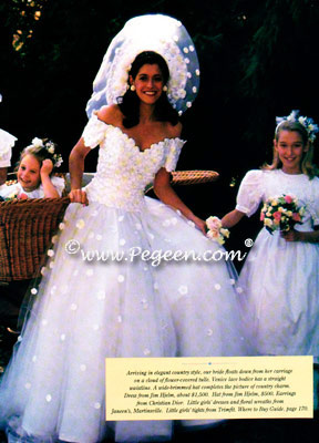 White taffeta flower girl dress shown in Martha Stewart Weddings