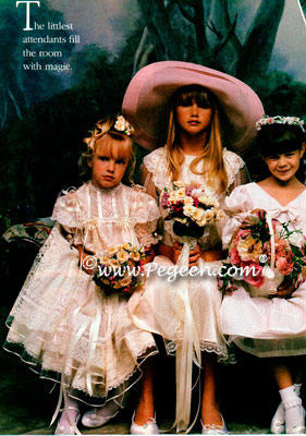 Pink Seersucker Silk Flower Girl Dress in Victoria Magazine