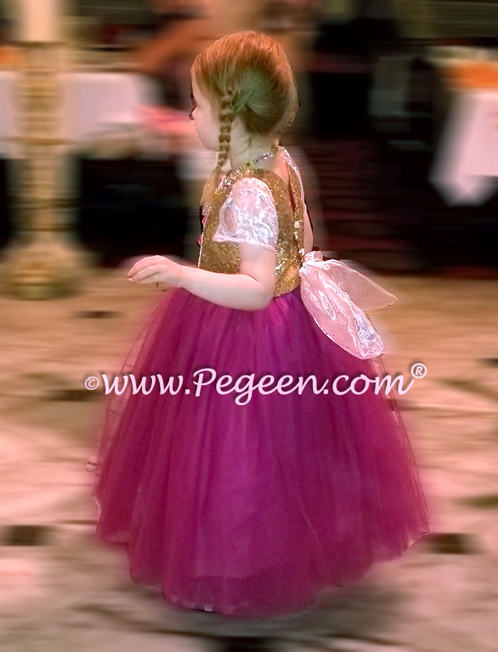 Rapunzel style flower girl dress with Cinderella Bow