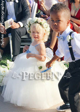 Ivory Embroidered Silk Flower Girl Dresses with fluffy tulle