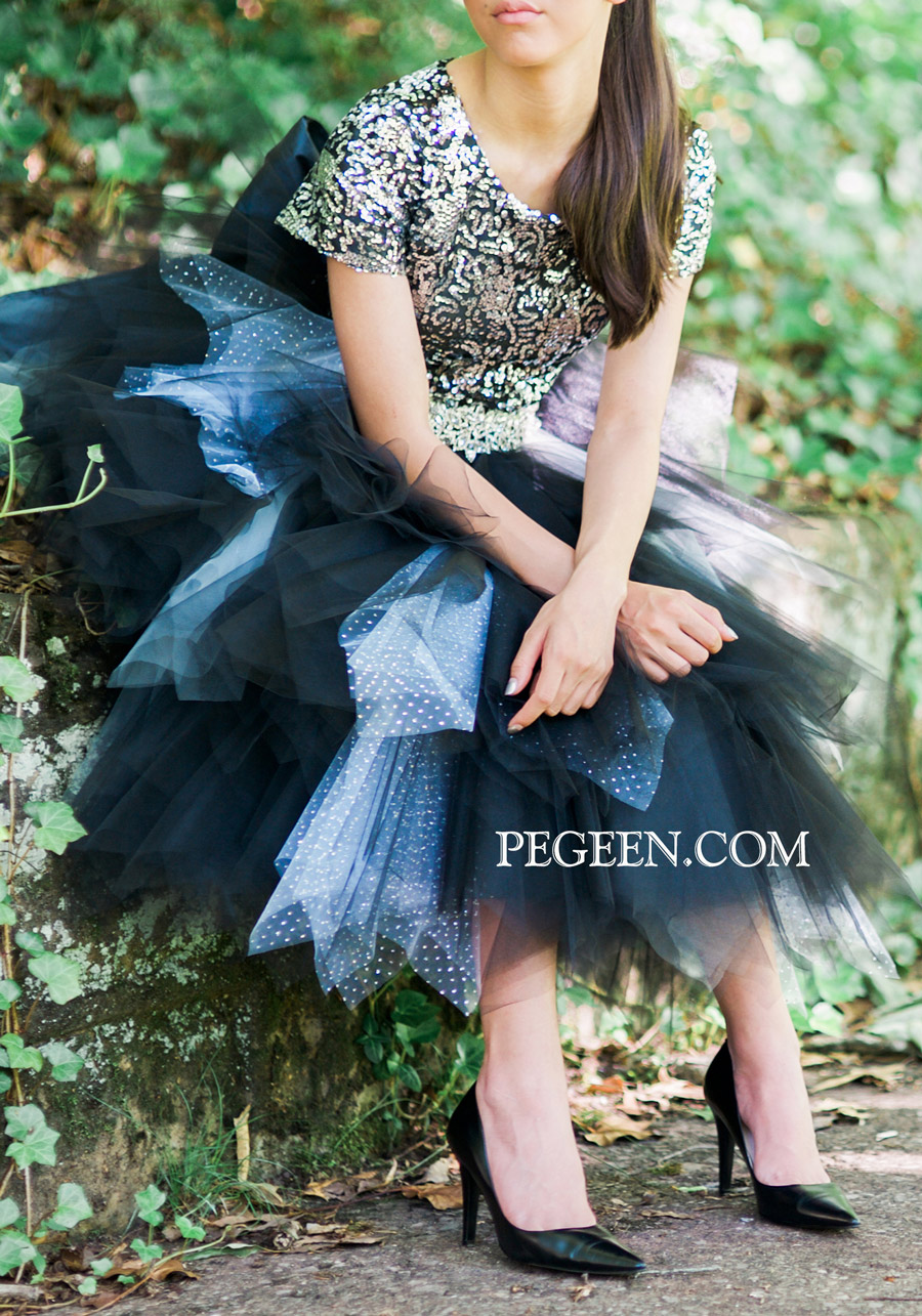 Sequin and tulle junior's flower girl dresses