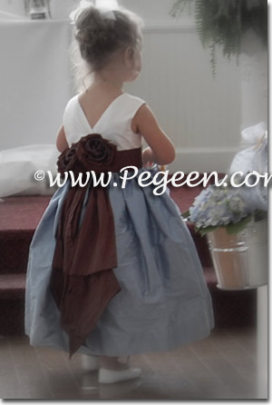 Flower Girl Dresses French Blue- Semisweet Brown Style 383 | Pegeen