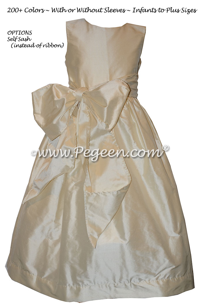 Bisque Custom Silk Flower Girl Dresses Style 300 | Pegeen