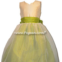 Apple green flower girl dress with sweetheart neckline