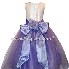 Lilac silk flower girl dress with back flower Style 301
