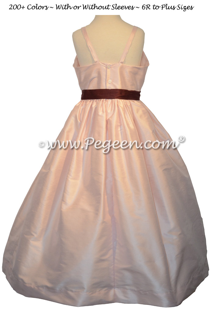 Peony Pink and Burgundy Jr Bridesmaids Dress