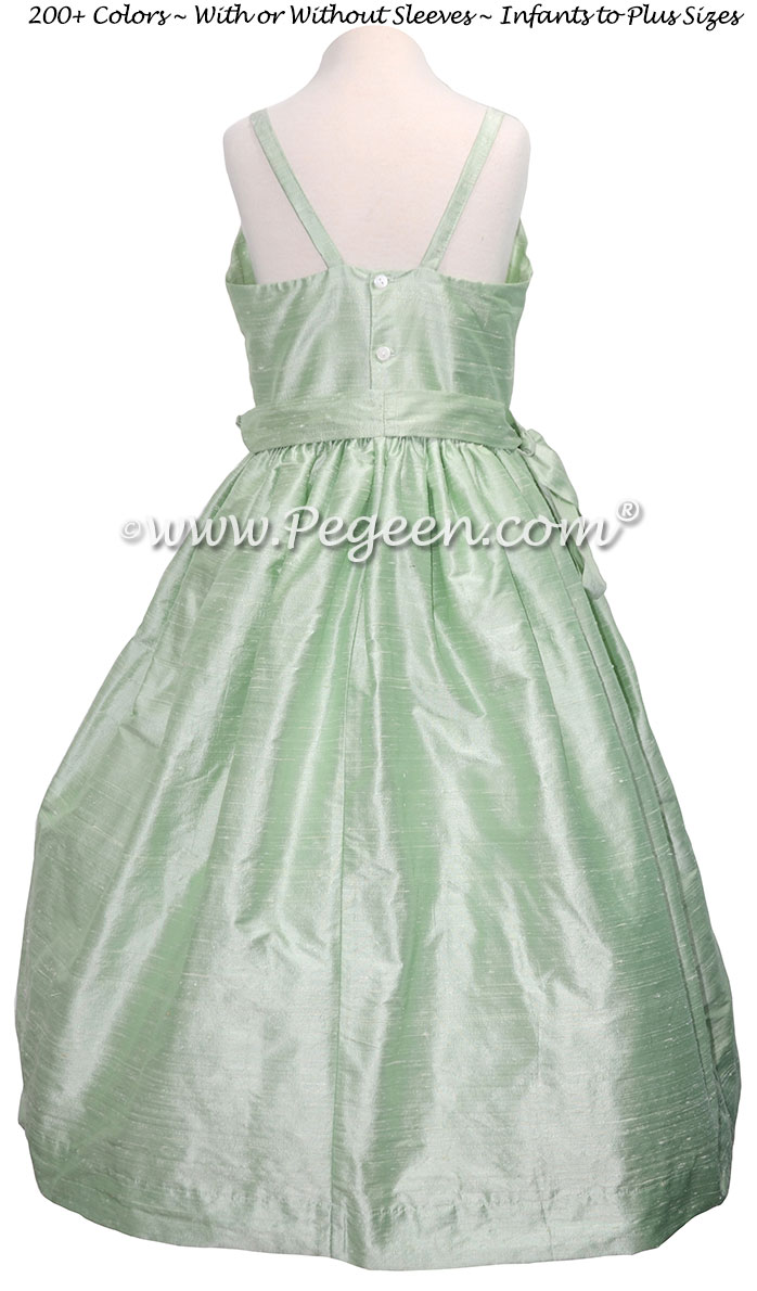 Spring Green Silk Jr Bridesmaids Dress