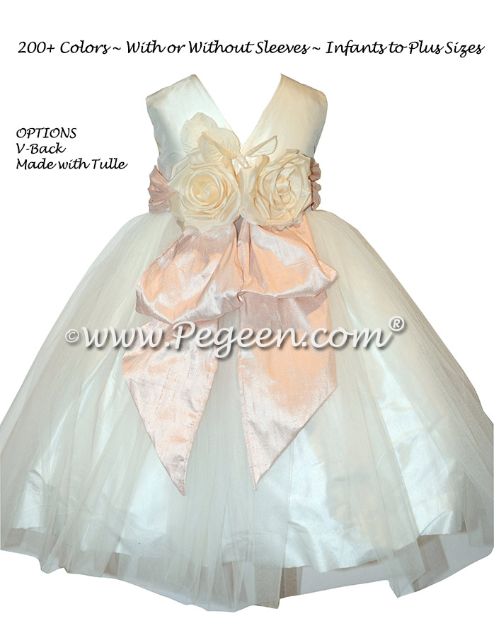 Ballet Pink Silk flower girl dresses - Style 313