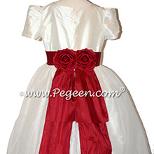 Cranberry and Ivory Silk and Organza flower girl dresses
