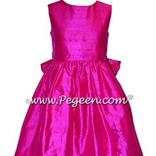 Custom Hot Pink Silk flower girl dresses