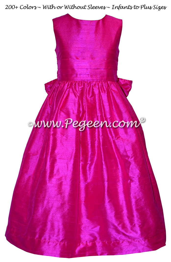 Custom Hot Pink Silk flower girl dresses - Style 318