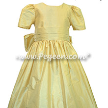 Yellow Silk flower girl dresses