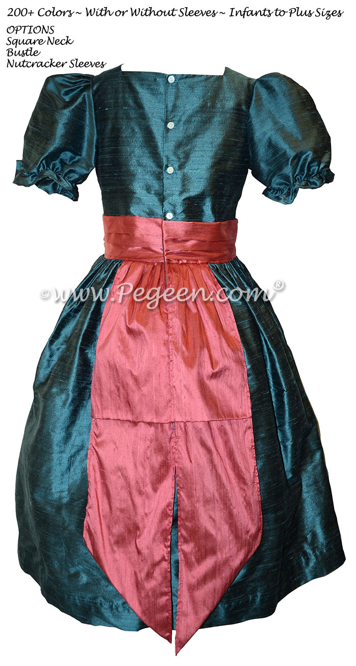 Nutcracker party scene costume or dress in arial blue and azalea pink silk