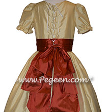 Nutcracker Party Scene Dress for Party Scene Dancers in Autumn and Gold