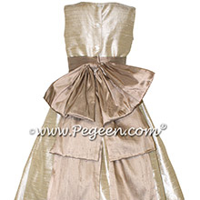 Toffee Creme and Taupe Custom Silk flower girl dresses