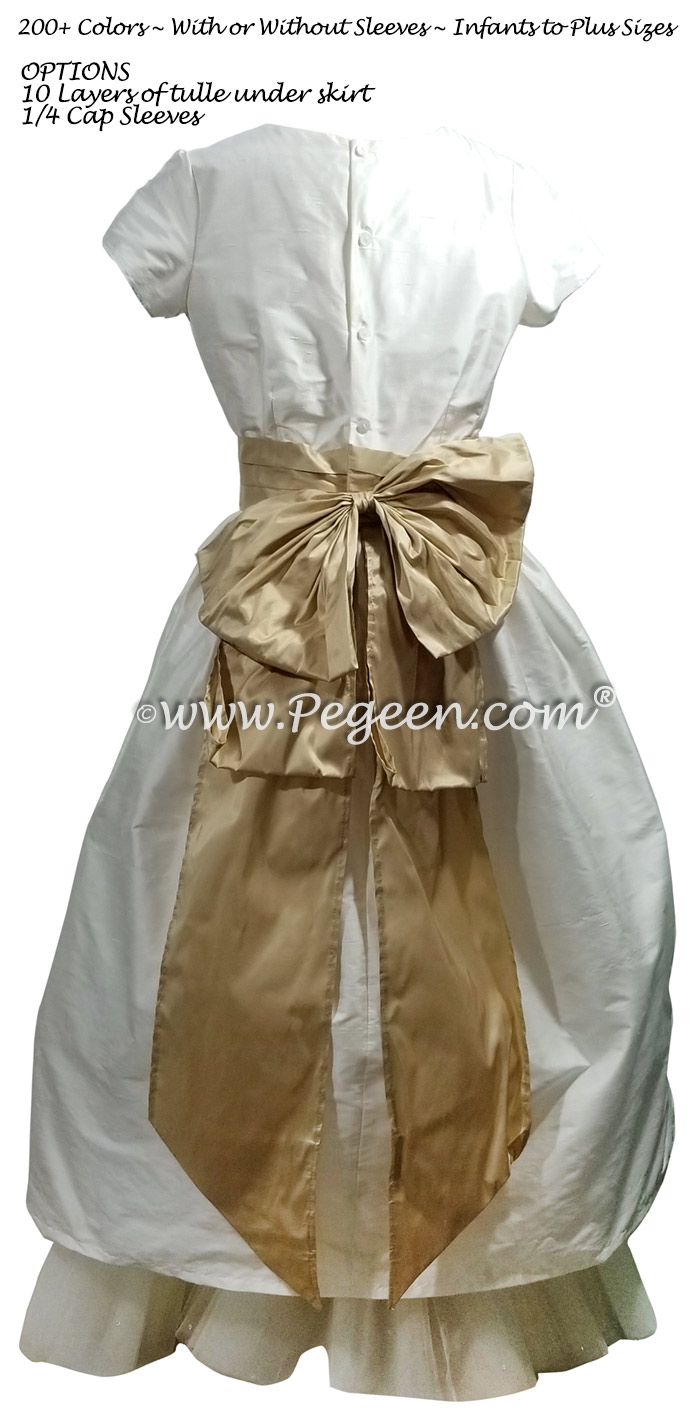 Ivory Silk with Tulle Underskirt Flower Girl Dress