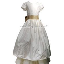 Ivory Silk with Tulle Underskirt Flower Girl Dress