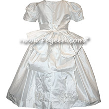 White Silk communion dress with Cinderella Bow