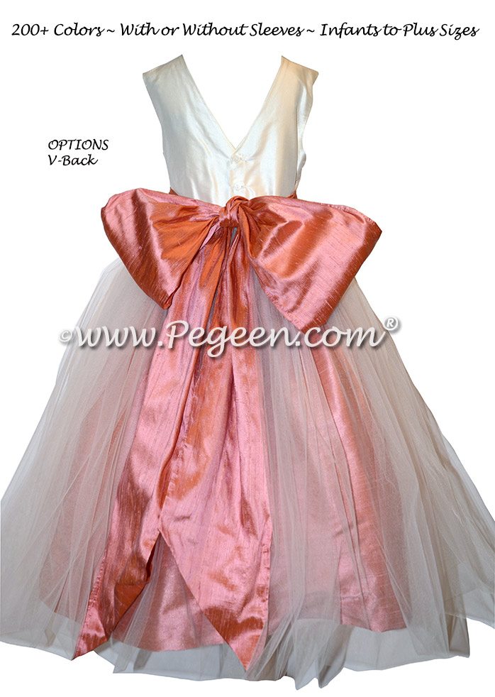  Flower girl dresses - Style 356 Ivory and Coral Rose Silk | Pegeen