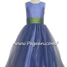 Silk Flower Girl Dresses Style 356 in Periwinkle and Winter Green