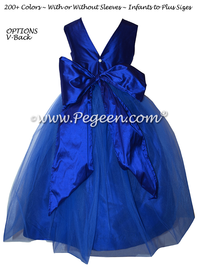 Flower Girl Dresses in Sapphire Silk & Tulle Style 356 | Pegeen