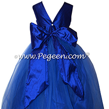 Custom Sapphire Silk & Tulle Flower Girl Dresses Style 356