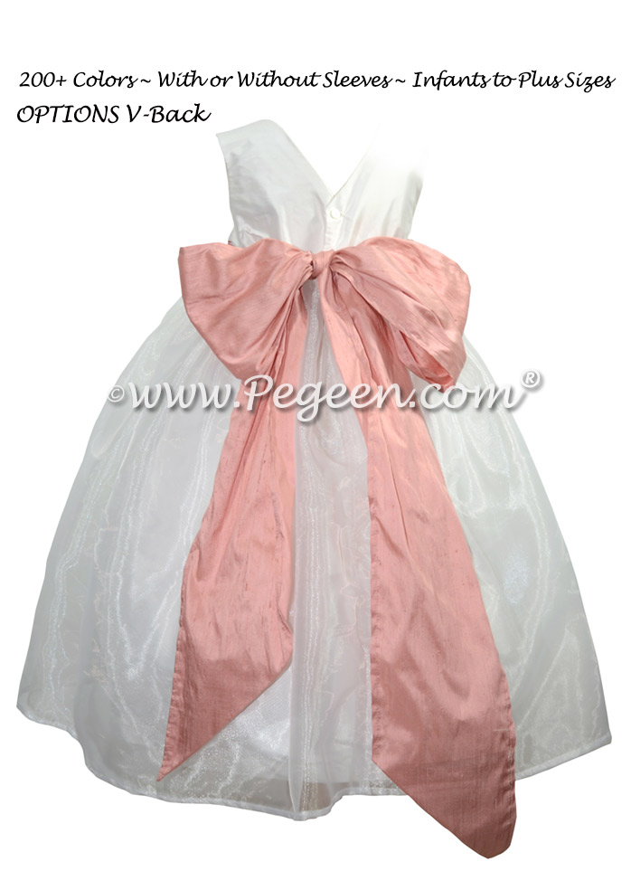 Ballet Pink and White Silk and Organza Flower Girl Dress