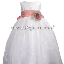 Ballet Pink and White Silk and Organza Flower Girl Dress