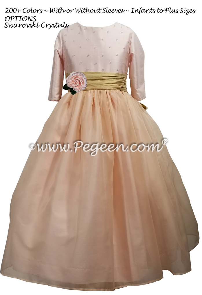 Ballet Pink Silk and Organza Flower Girl Dress