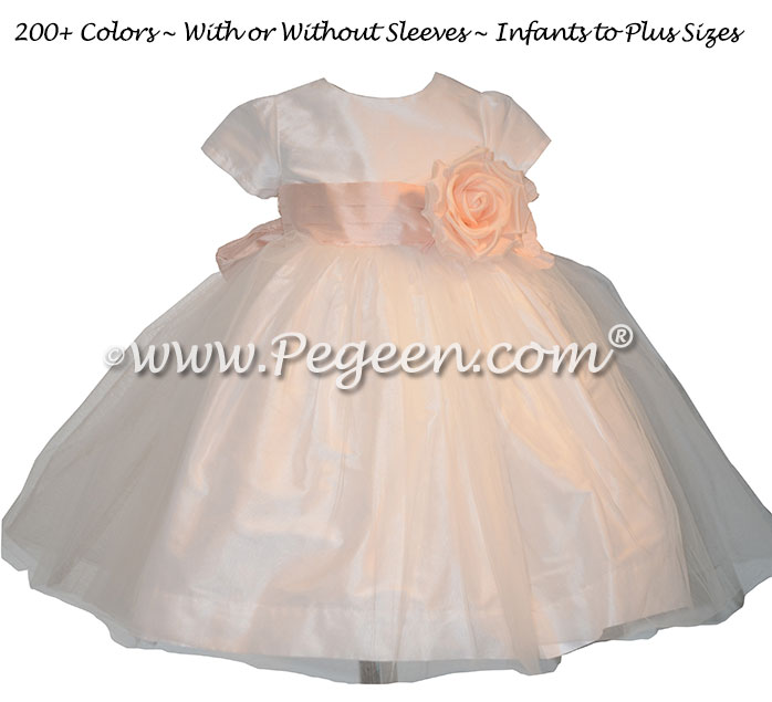 Petal Pink and New Ivory flower girl dress Style 359