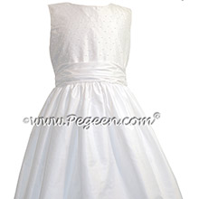 White Silk Custom pearled Communion dresses