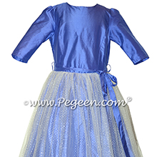 Blueberry Silk and Glitter Tulle Jr. Bridesmaids Dress - Style 372