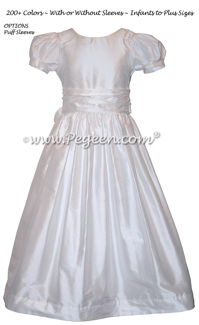 White Silk First Communion Dress - Special Fit Style 388