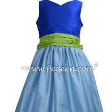 Apple Green and Blue Jr Bridesmaids Dress