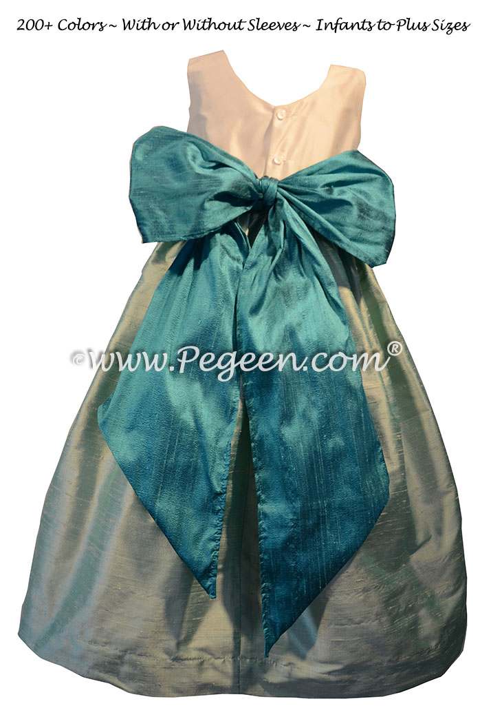 Juniper and Seaside Teal flower girl dresses