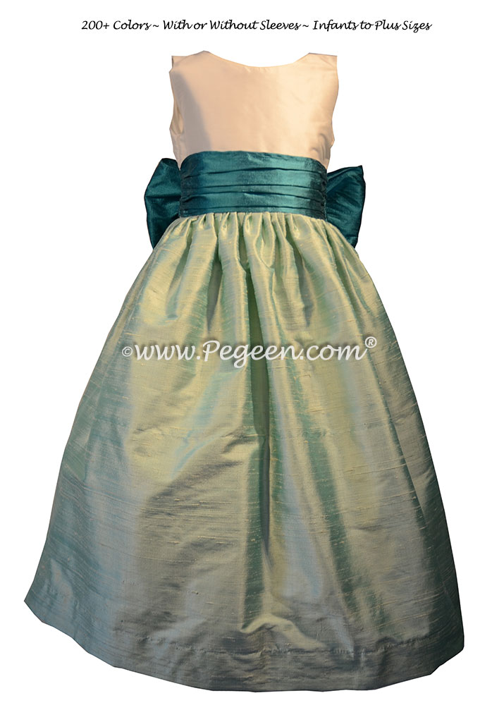 Juniper and Seaside Teal flower girl dresses