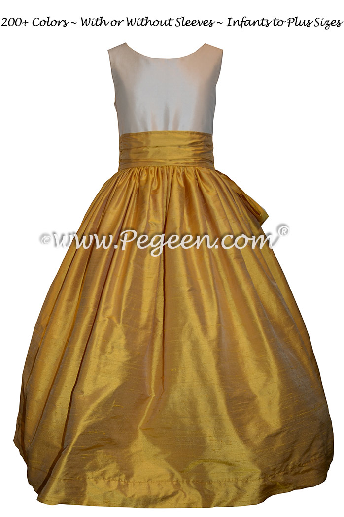 mustard yellow flower girl dress