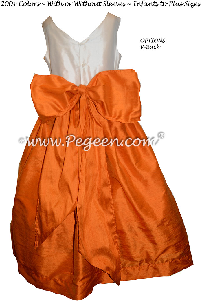 Custom Silk Tangerine and Bisque Flower Girl Dresses Classic Style 388
