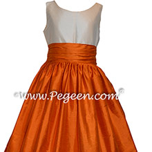 Custom Silk in Tangerine and Bisque Flower Girl Dresses