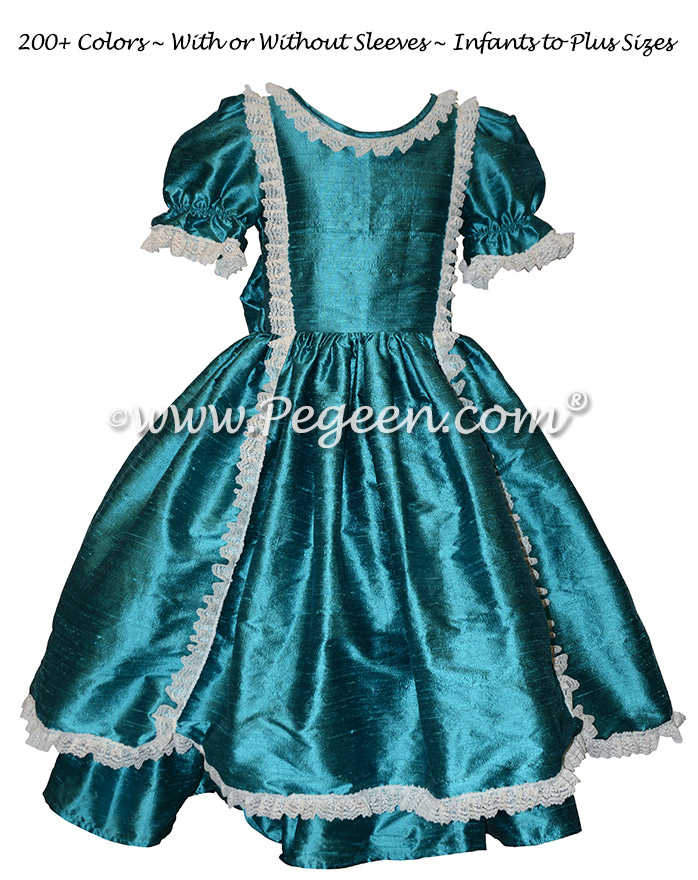 Blue Spruce Victorian Styled - Silk flower girl dresses