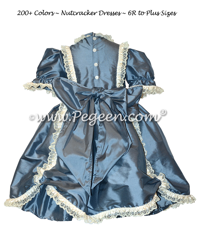 Victorian Style Silk Dress for Nutcracker Party Scene and Clara Costume in French Blue | Pegeen