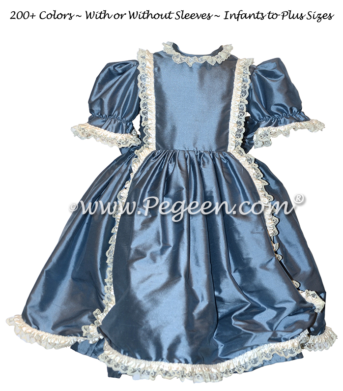 Victorian Style Silk Dress for Nutcracker Party Scene and Clara Costume in French Blue | Pegeen