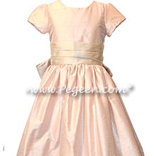 Baby Pink and Toffee Custom Silk Flower Girl Dresses Style 398 | Pegeen