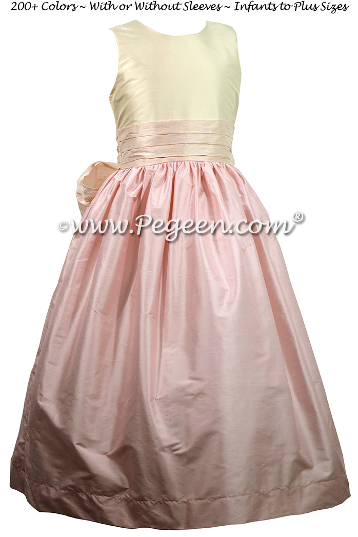 Shades of Pink Silk flower girl dresses - Style 398