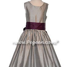 Morning Gray and 1000 Nights silk flower girl dresses