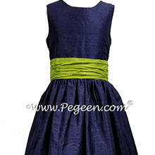 Navy and Apple Green Jr Bridesmaids dresses Style 388 | Pegeen