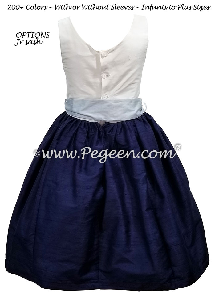 Navy and Baby Blue Jr Bridesmaids dress Style 388