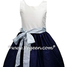 Navy and Baby Blue Jr Bridesmaids dress Style 388